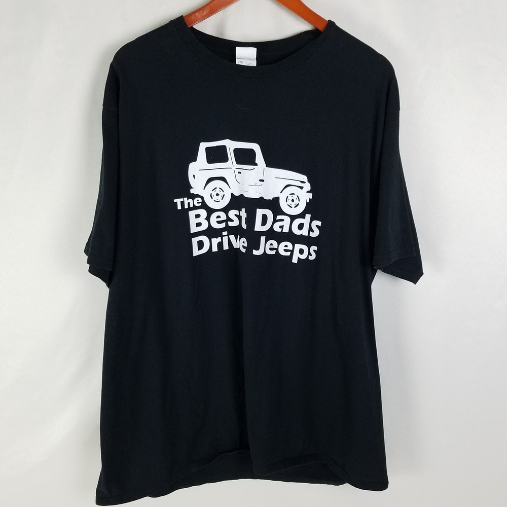 Mens T Shirt 2XL Black Best Dads Drive Jeeps Graphic Ring Spun‎ Port & Company